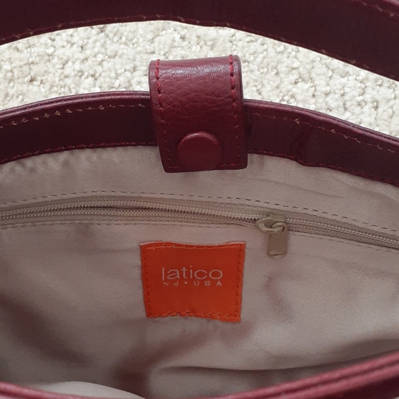 LATICO Red Leather Clutch Purse w/handle - Picture 4 of 7